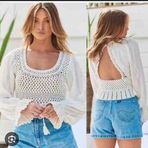 Free people nwt Megan crochet top xs